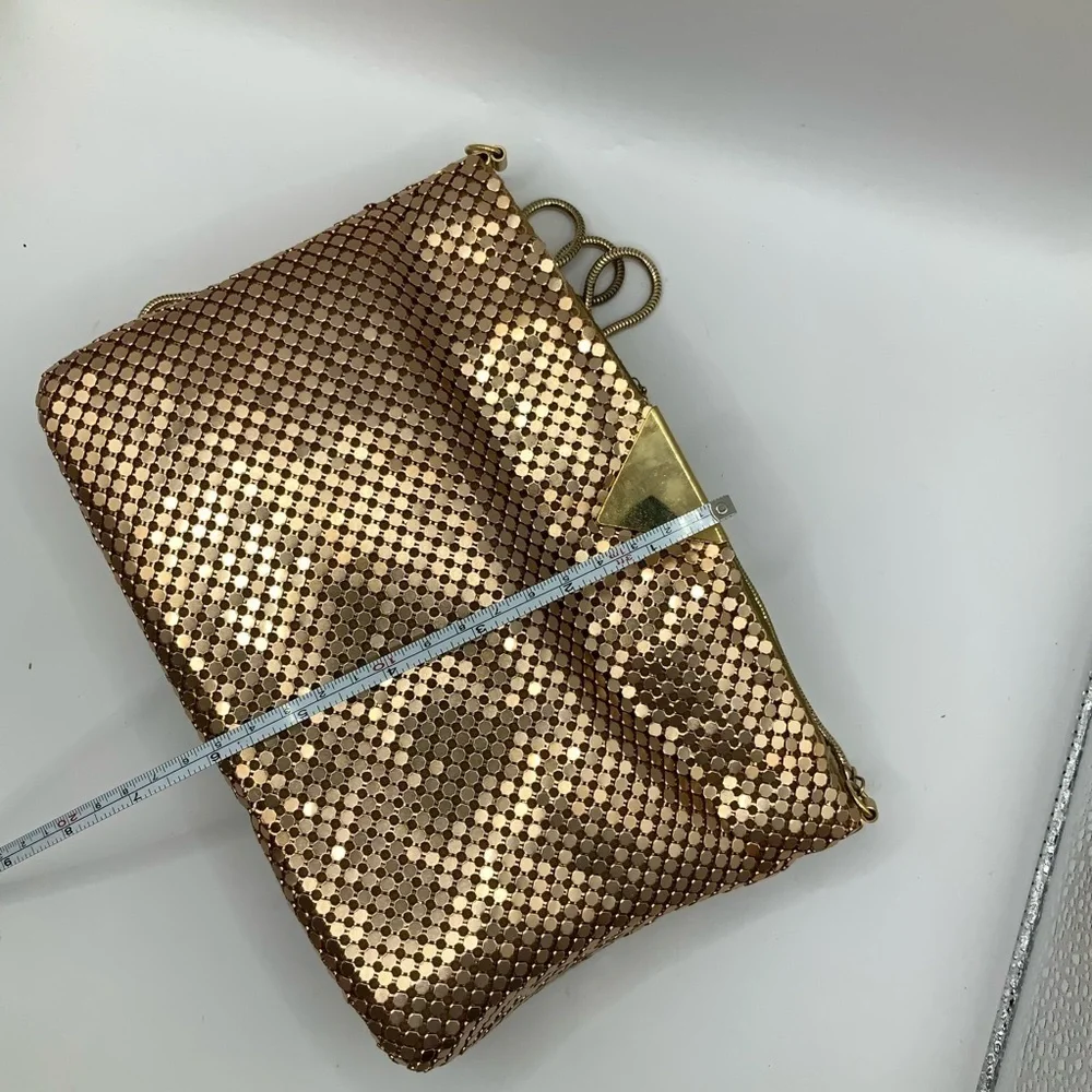 Elka Vintage Gold Tone Metal Mesh Metallic Chain Link Purse
